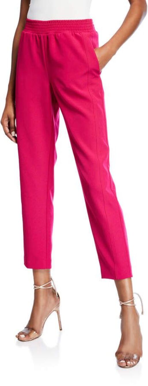 Sally LaPointe Slim-Leg Pull On Track Ankle Pants Pink Size Small